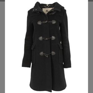 Burberry Black Wool Toggle Coat, Size US 8